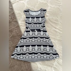 Fit and Flare Navy and White Dress Made in Canada Size S
